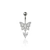316L SURGICAL STEEL MULTI CZ BUTTERFLY DANGLE ROUND CZ BELLY BUTTON NAVEL RING 
